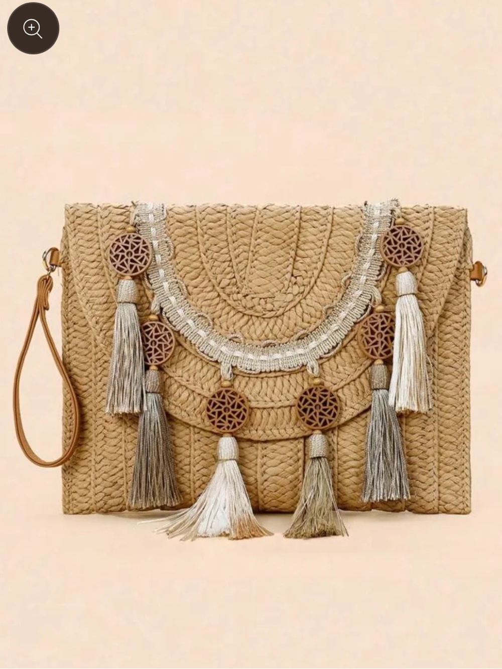 Boho Tassel Woven Clutch - Beige 🆕 NEVER WORN